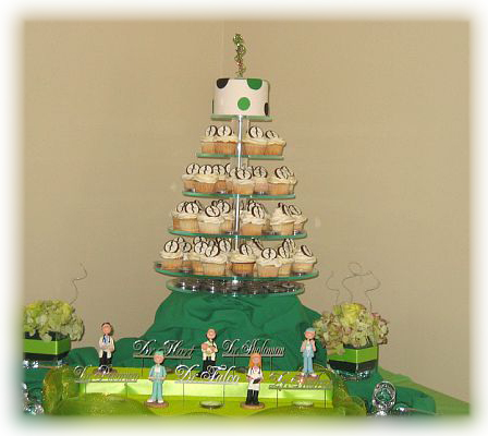 I made this cupcake tower for 5 med school graduates that were having a graduation party.